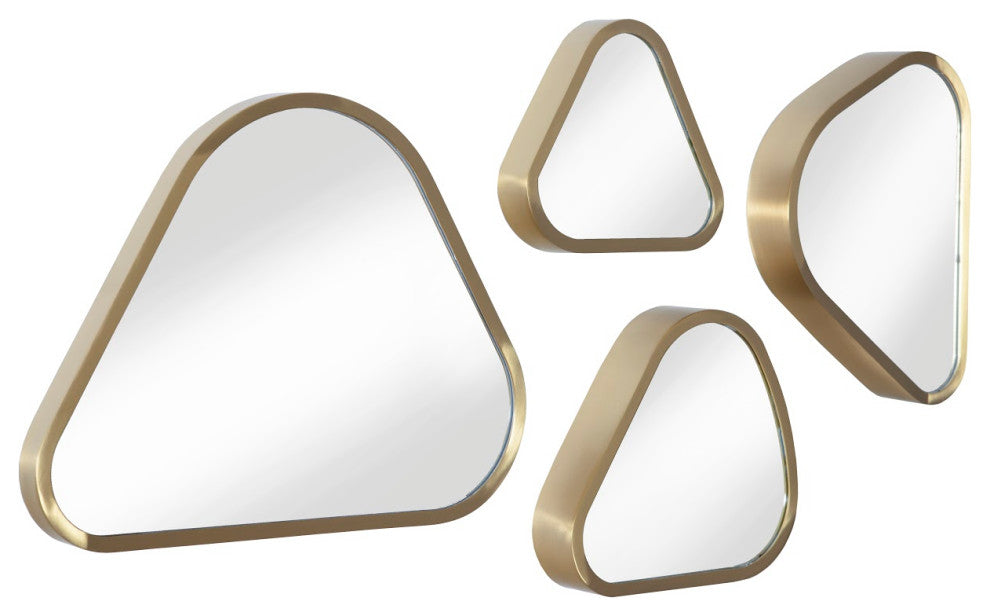 Pebble Mirrors, Set of 4, Brushed Brass