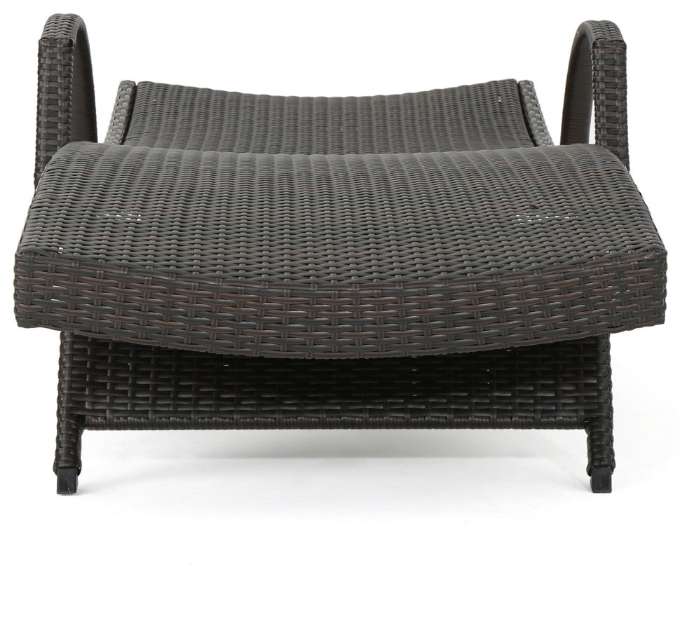 GDF Studio 3-Piece Placerita Outdoor MutliWicker Chaise Lounge with Table Set