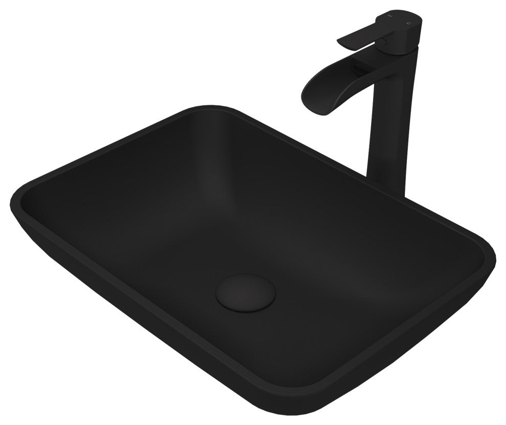Sottile 18"L x 13"W Glass Vessel Sink and Niko 11"H Faucet Set