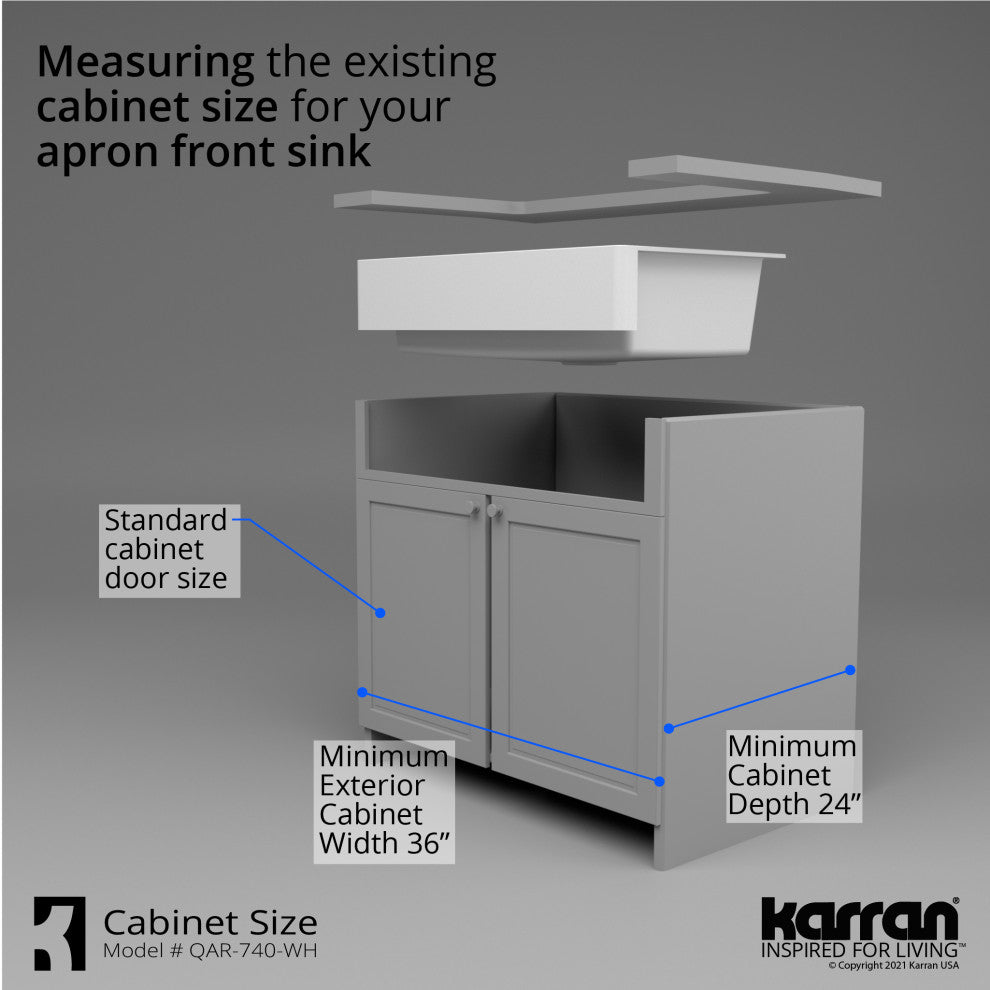 Karran Retrofit Farmhouse Quartz 34" Single Bowl Sink, White