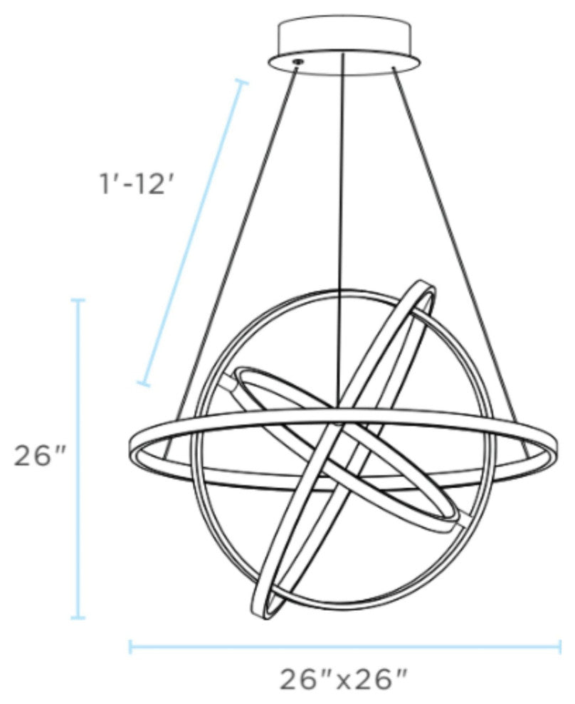 Oxford Dimmable Integrated LED Chandelier, Sandy Gold, Smart Dimmer Included