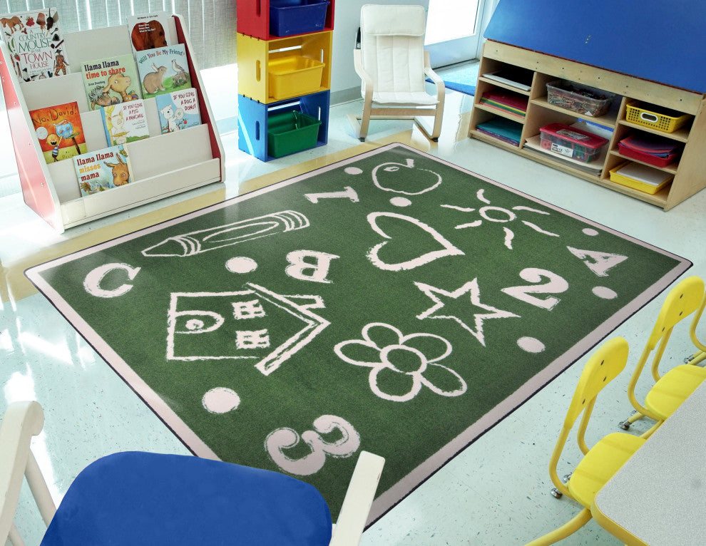 Playful Patterns Rug, Kid's Art, Green, 5'4"x7'8"
