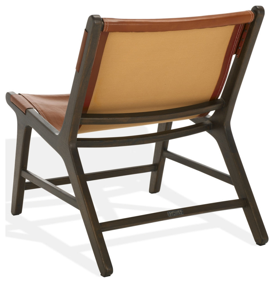 Safavieh Couture Alanarose Leather Accent Chair, Brown/Walnut