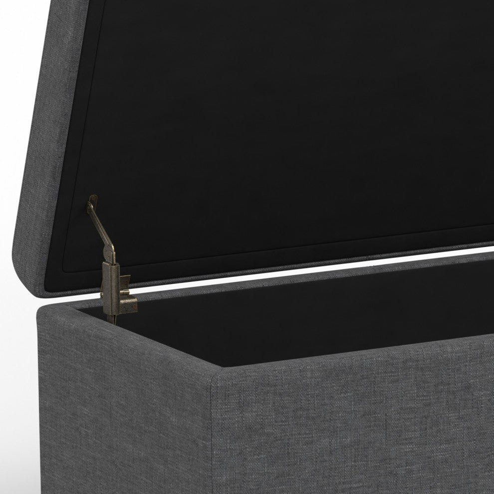 Avalon Extra Large Storage Ottoman Bench, Slate Grey