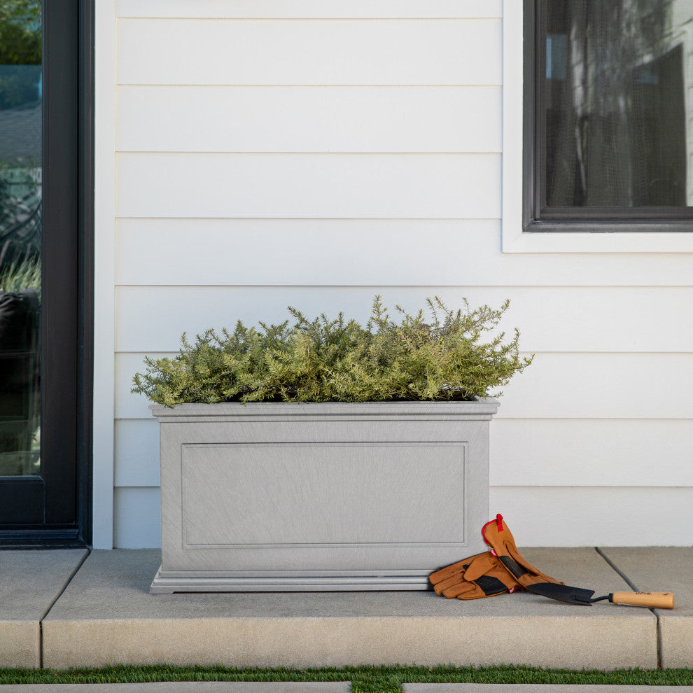 Brixton Long Planter, 33", Gray