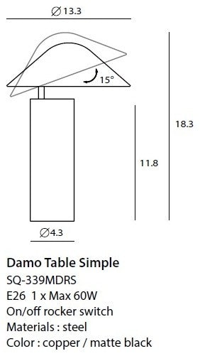 Damo Table Lamp Simple, Black