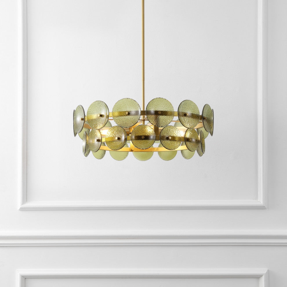 Safavieh Martini 4Lt 25" Chandelier, Green/Brass