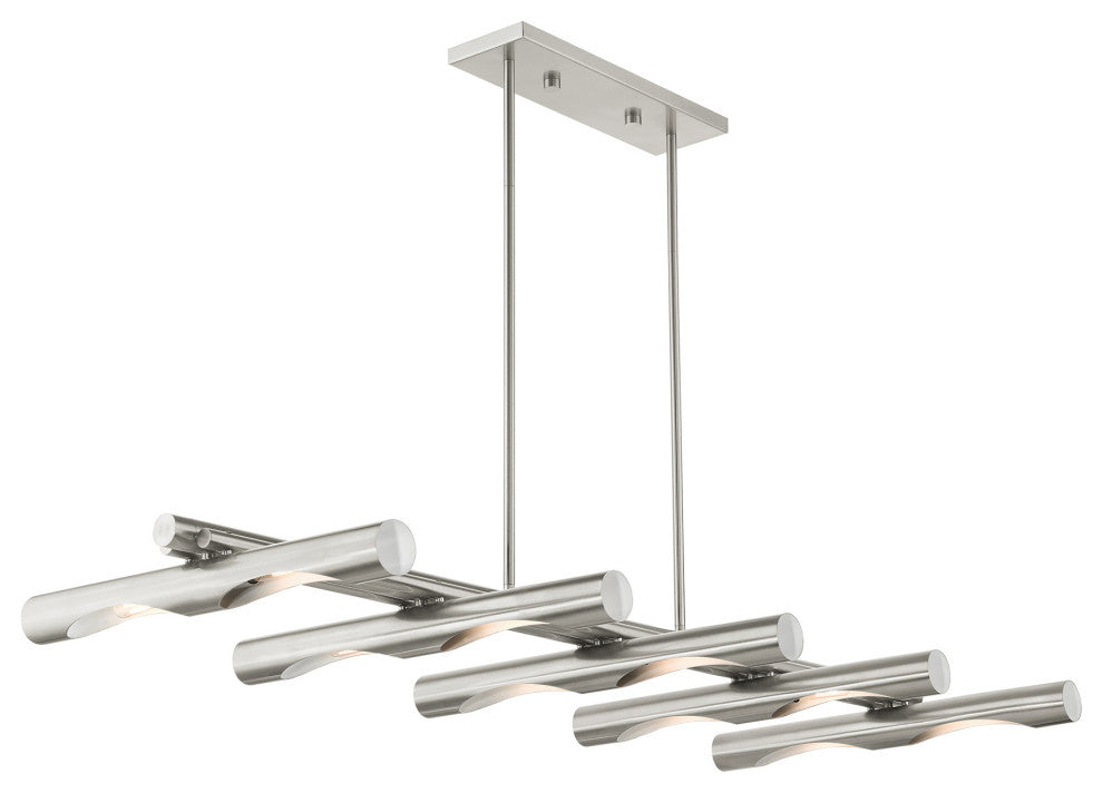 Brushed Nickel Contemporary, Minimal, Industrial, Urban, Sleek Linear Chandelier