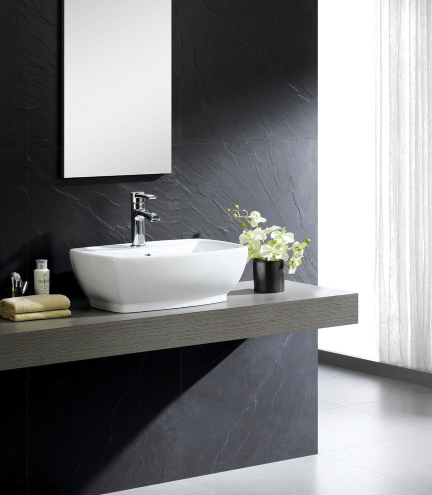 Fine Fixtures White Vitreous China Modern Vessel Sink