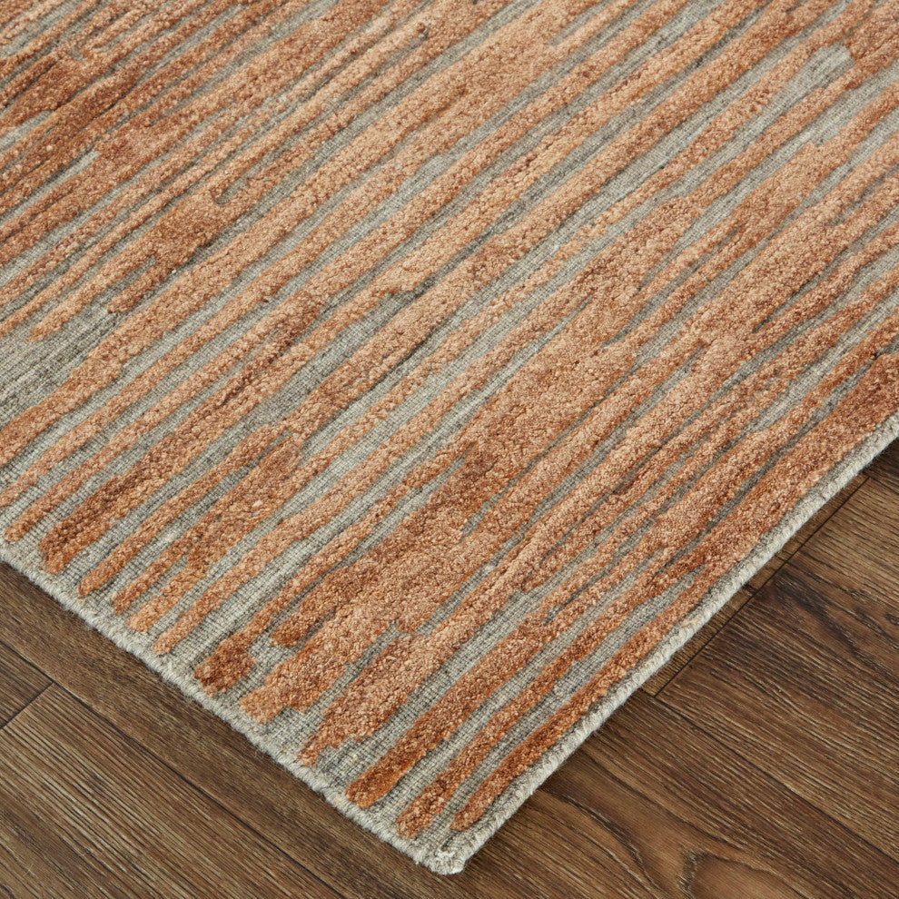 Braeside T8005 Transitional/Casual Area Rug, Orange/Gray, 8'x10'