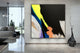 Strong 60x60 IN Black neon modern Art Large Abstract Painting White Minimal Art