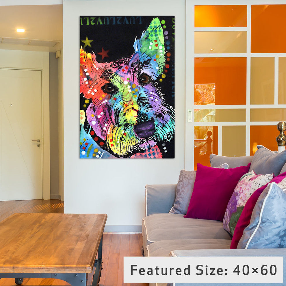 "Scottish Terrier Gallery" by Dean Russo, 26x18x1.5"