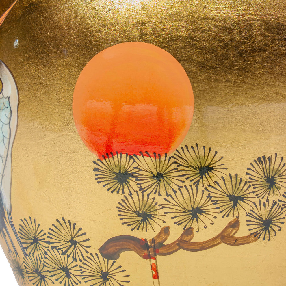16" Gold Lacquer Fishbowl Cranes