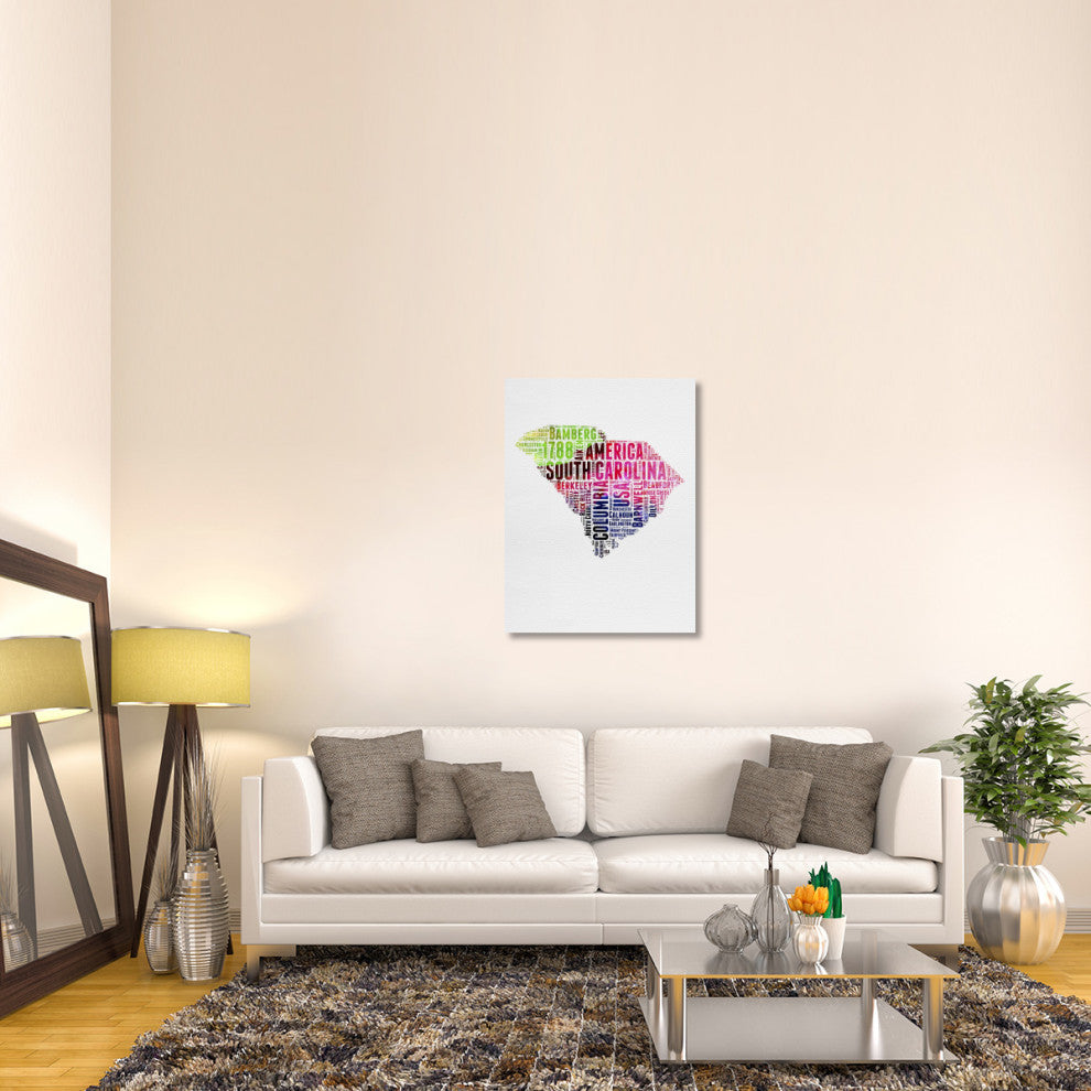 "South Carolina Watercolor Word Cloud" Fine Art Print