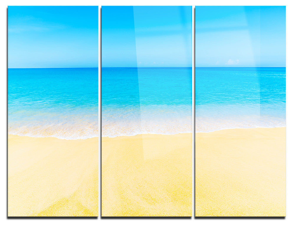 "Calm Blue Sea and Sky" Photo Metal Wall Art, 3 Panels, 36"x28"