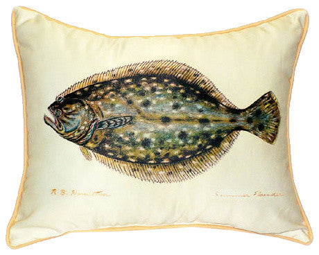 Pair of Betsy Drake Flounder Large Pillows 15 Inch x 22 Inch