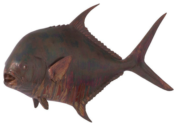 Permit Fish Wall Sculpture, Copper Patina