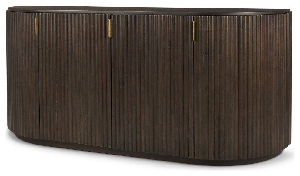 Terra 72L x 18W x 32H Dark Brown Wood Fluted Sideboard