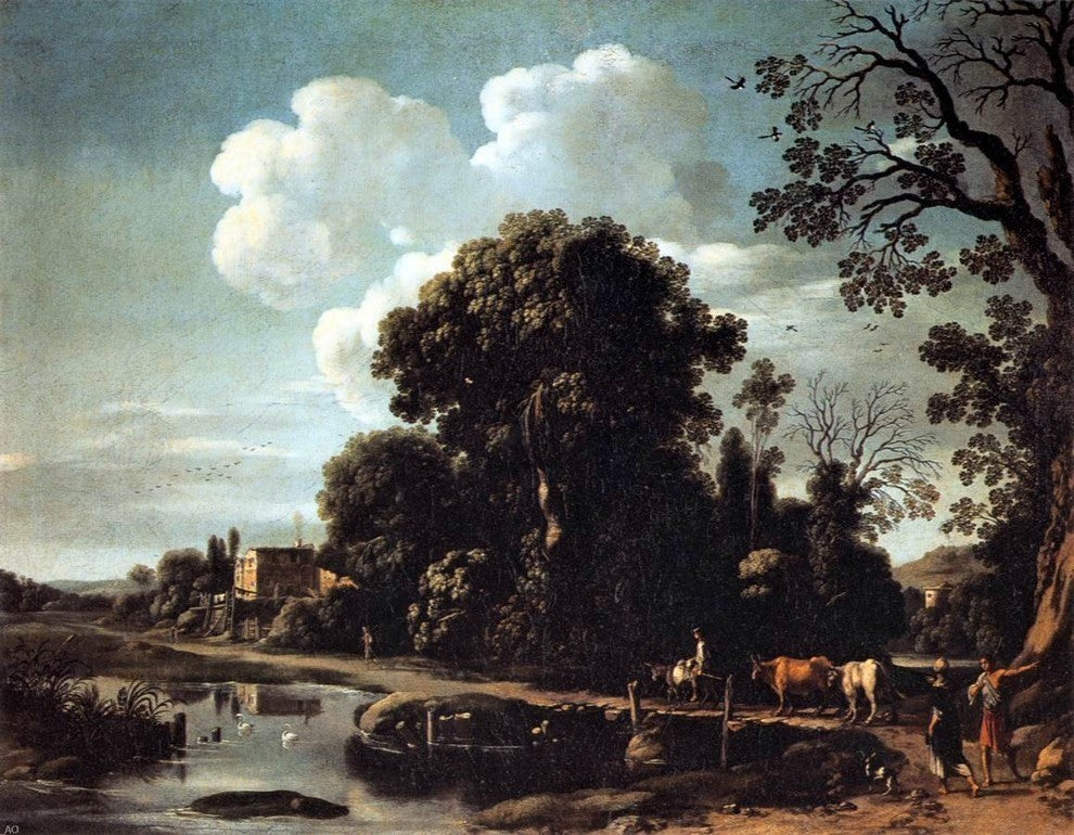 Filippo Napoletano River Landscape Premium Canvas Print