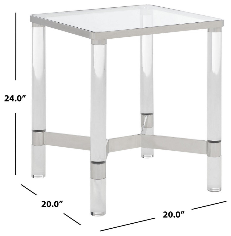Safavieh Couture Suzanna Acrylic Accent Table, Silver
