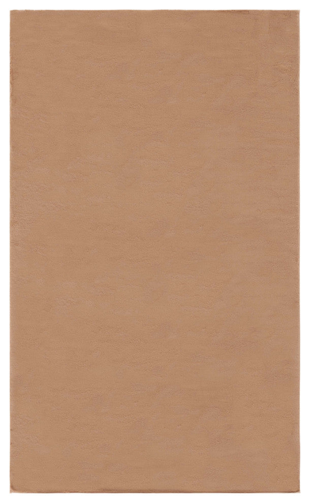 Safavieh Faux Rabbit Fur FRF976 Rug Machine-Washable, Brown, 4'x6'