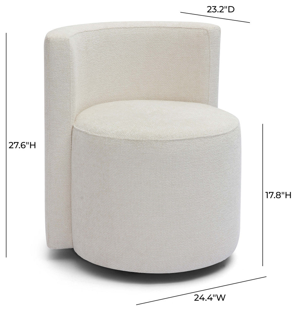 Alyssa Chenille Rolling Desk Chair, Cream Chenille