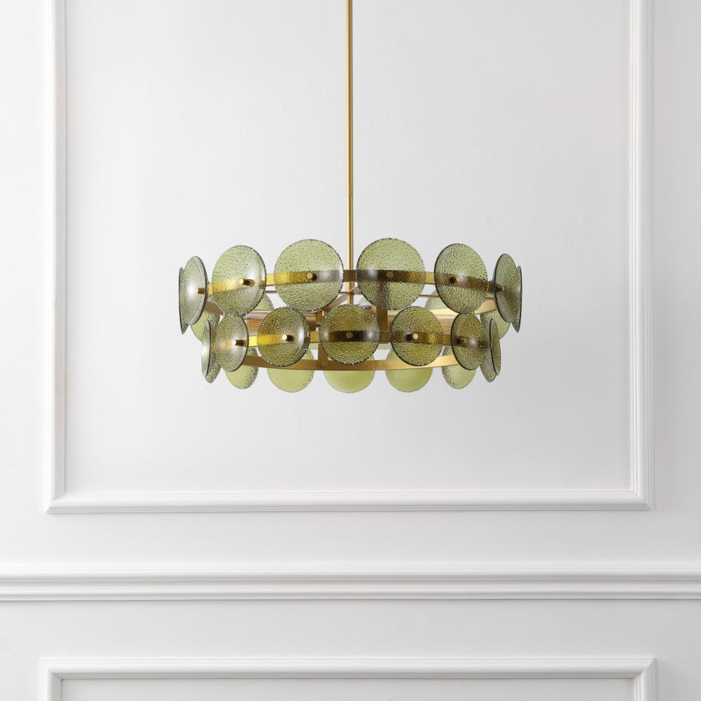 Safavieh Martini 4Lt 25" Chandelier, Green/Brass
