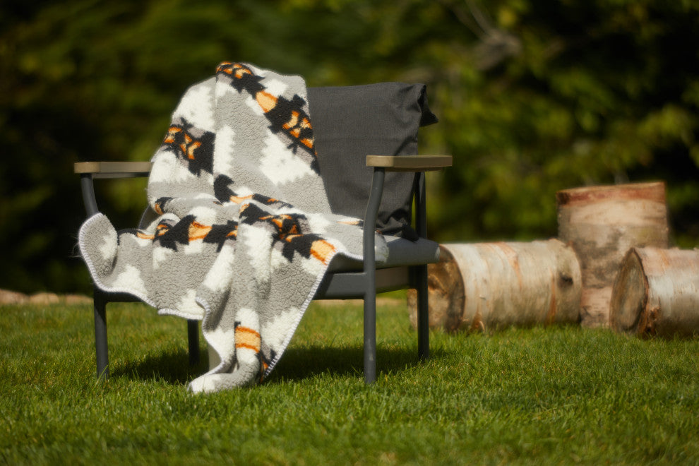 Sherpa Faux Throws 50"X60" Navajo Print Grey, Aztec Print Grey