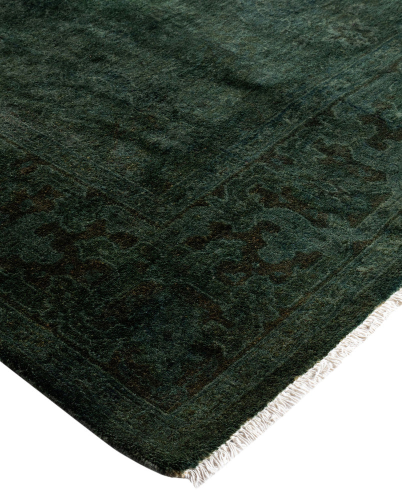 Overdyed One-of-a-Kind Hand-Knotted Area Rug Green, 4' 2" x 6' 3"