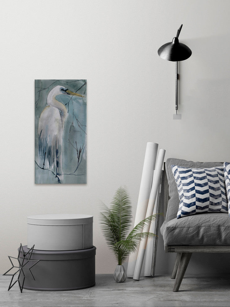 "White Swan" Painting Print on Wrapped Canvas, 18"x36"