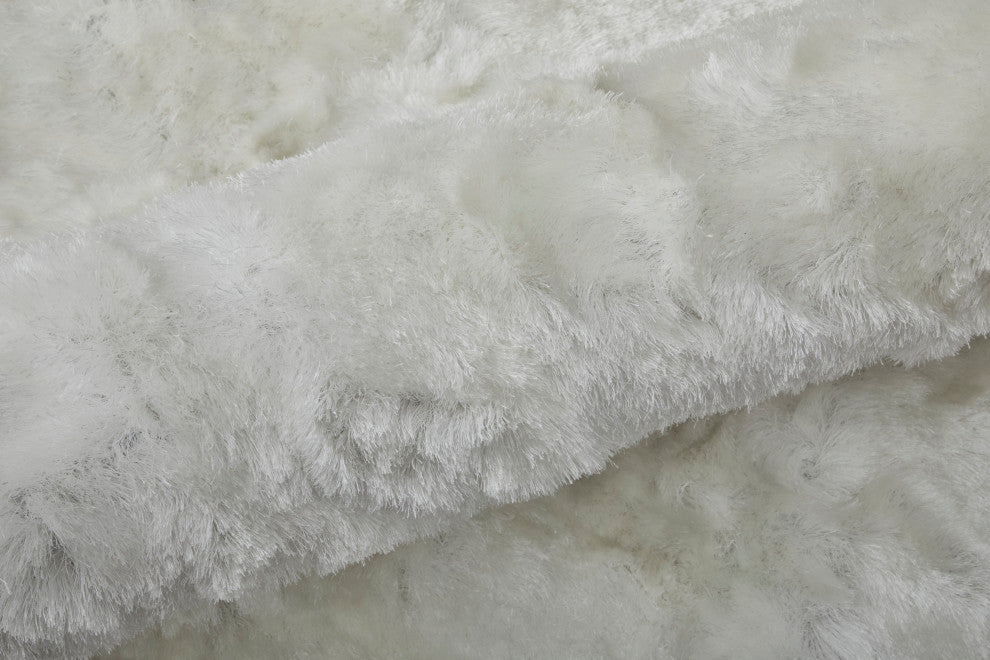 Weave & Wander Armada Plush Shag Rug, White, 10'x10' Round