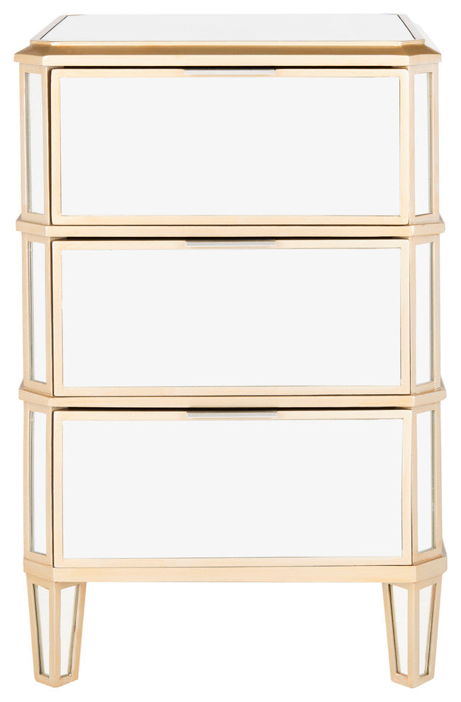 Safavieh Giana 3 Drawer Nightstand, Mirror