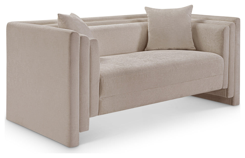 Everett Upholstered Loveseat, Beige, Chenille Fabric