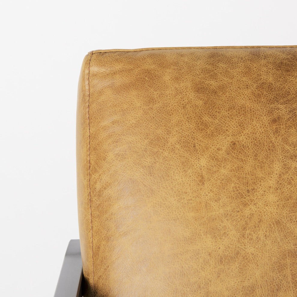 Armelle Genuine Leather With Solid Iron Frame Accent Chair