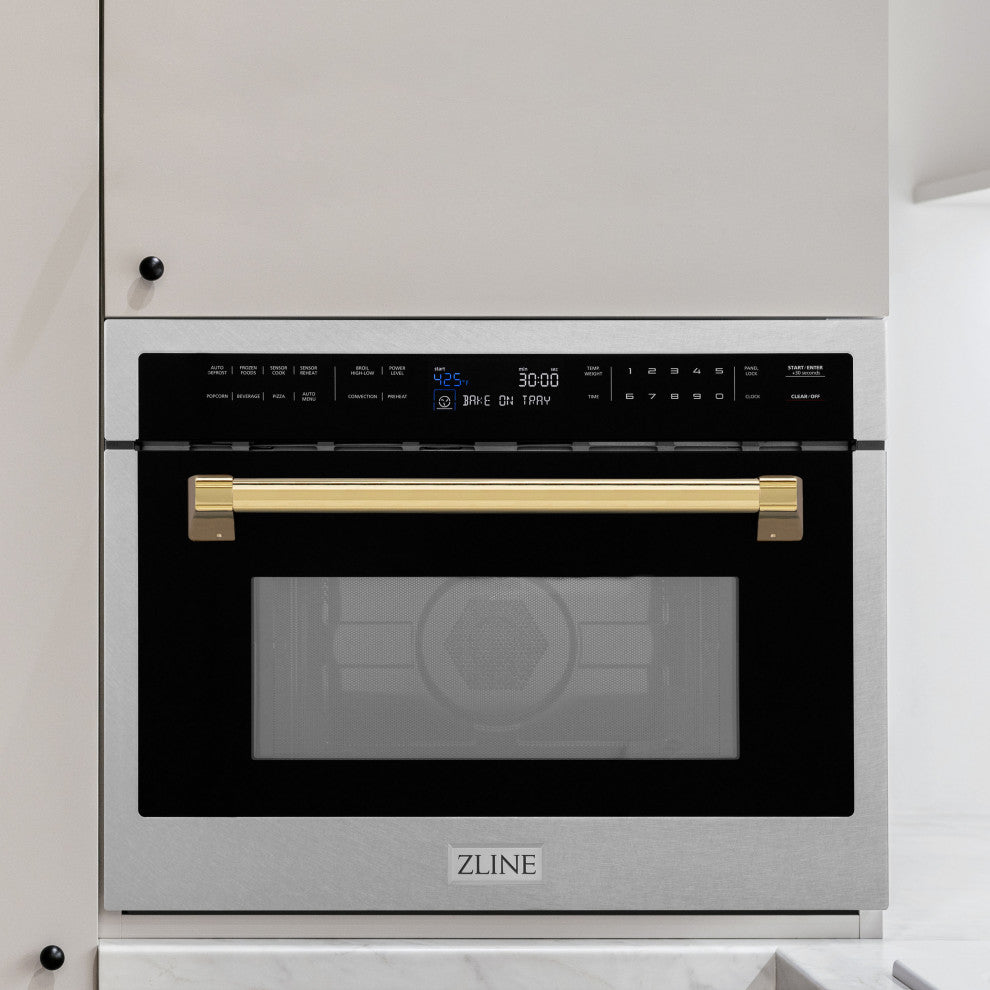 ZLINE 24" Microwave Oven, DuraSnow With Gold MWOZ-24-SS-G