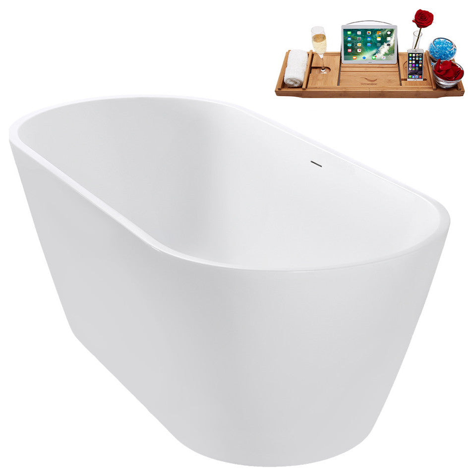 67" Streamline G-51-226-CH Freestanding Bathtub, Tray, Drain, Polished Chrome