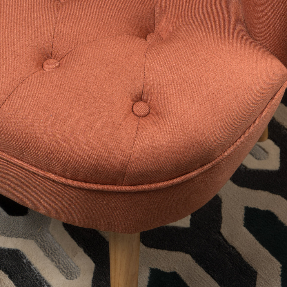 GDF Studio Donna Plush Modern Tufted Accent Chair, Orange/Natural