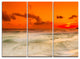 "Orange Sky and Wide Sandy Beach" Metal Wall Art, 3 Panels, 36"x28"