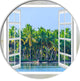 Open Window To Seashore Palms, Seashore Round Wall Art, 11"