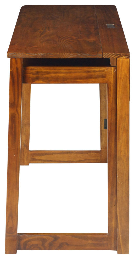 Folding Desk With Pull-Out and Usb Port, Warm Brown