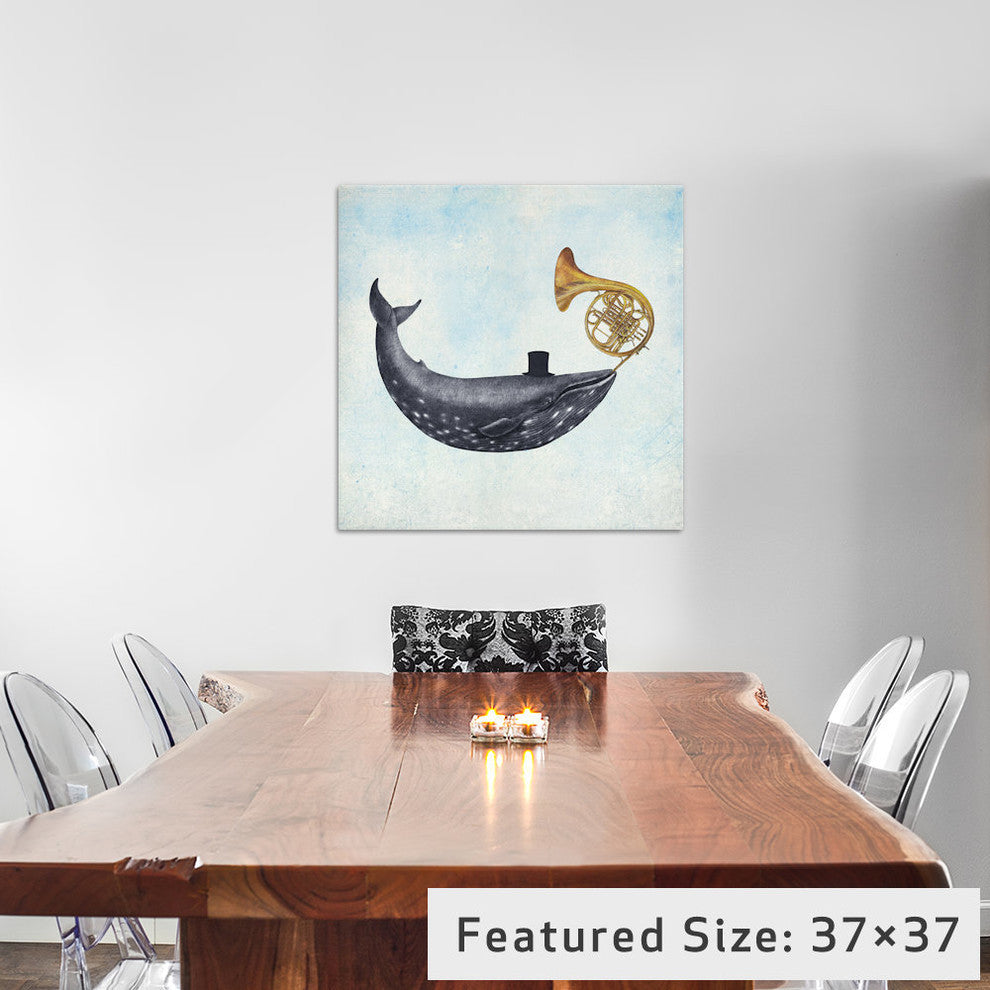 "Whale Song Blue Square" by Terry Fan, 12x12x1.5