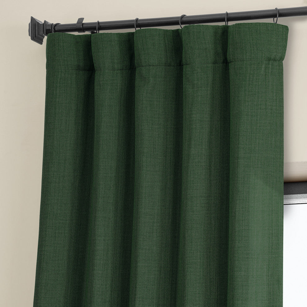 Faux Linen Darkening Curtain Single Panel, Key Green, 50"x84"