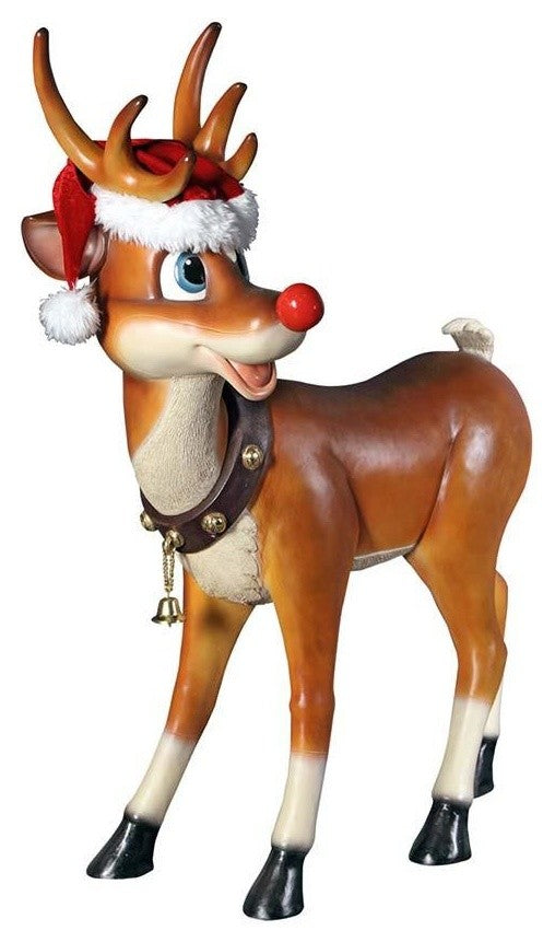Santas Christmas Red-Nosed Reindeer Statue