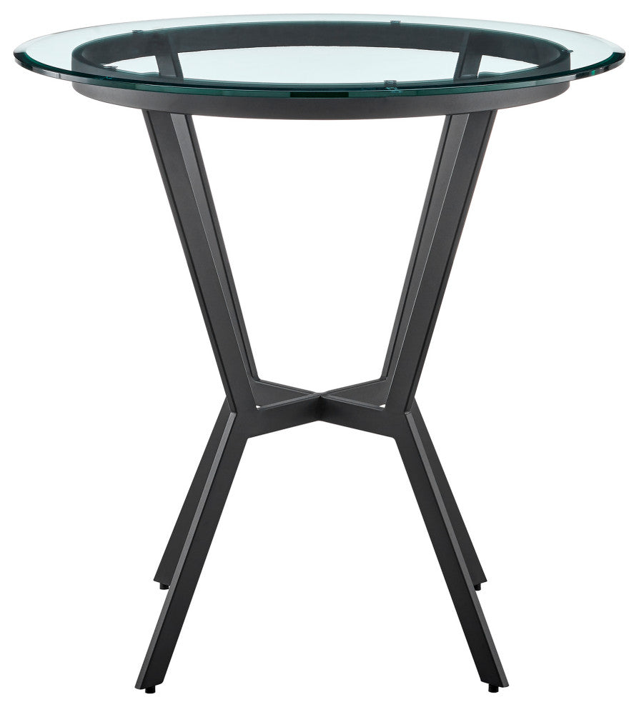 Naomi Round Glass And Black Metal Bar Table