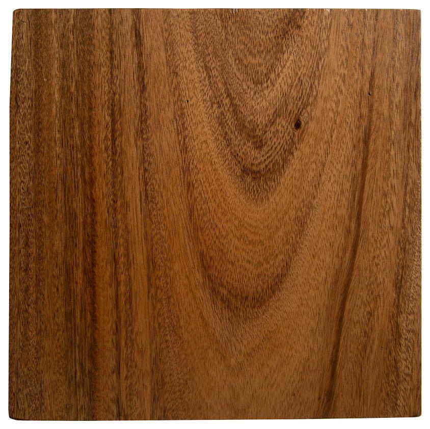 Chamcha Wood End Table, 12", Natural, Square, Plated Brass Base