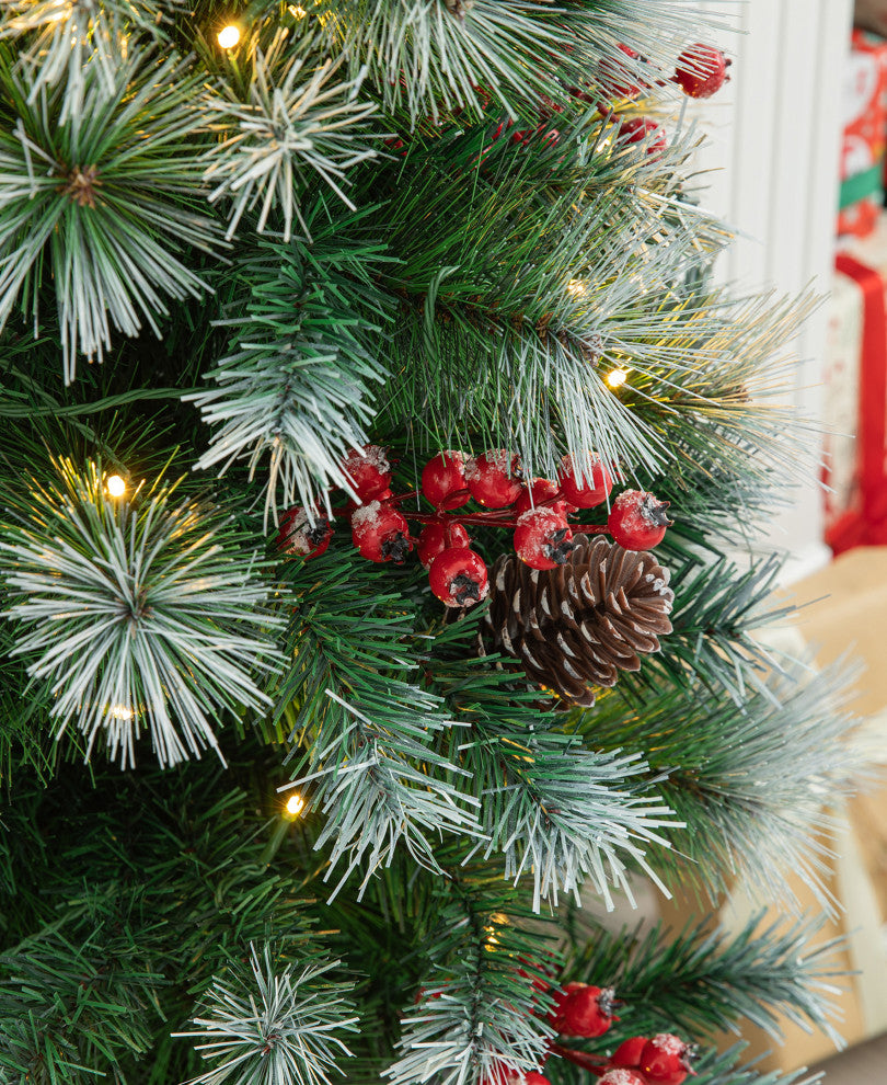 2-Pack 4' Pre-Lit Pine Artificial Christmas Porch Tree with 80 Warm White Lights