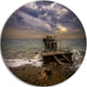 Broken Wooden Pier For Boats, Sea Bridge Round Metal Wall Art, 36"