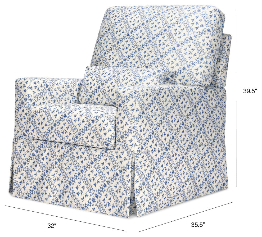 Sarah Flint x Namesake Crawford Swivel Glider in Eco-Performance Fabric, Blue