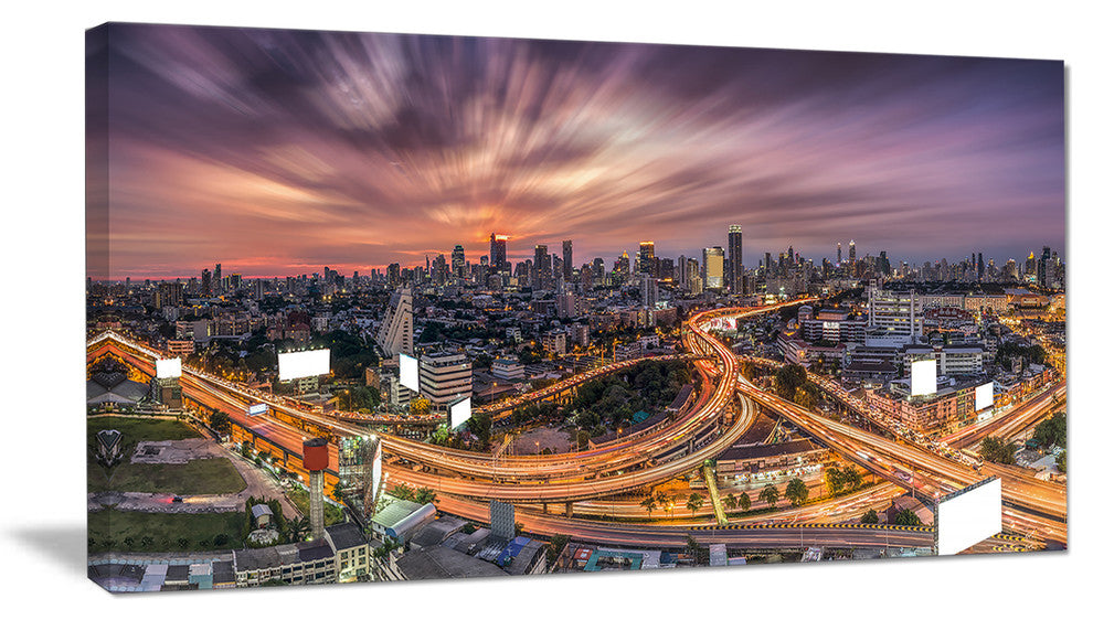 "Bangkok S Shaped Express Way" Cityscape Artwork Canvas, 1 Panel, 60"x28"