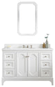 48" Wide Pure White Single Sink Quartz Carrara Bathroom Vanity